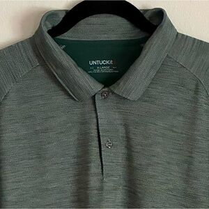 UNTUCKit Polo Shirt Mens XL Green Hannifer Short Sleeve Performance Stretch